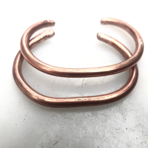 2 Pure Solid Copper Heavy Copper Cuff Bracelets - Picture 5 of 8